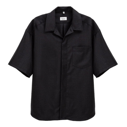 Lownn Minimal Shirt Short Sleeves Dark Grey Plain Wool SS24-MSSS-834.601-5732 Degli Uberti