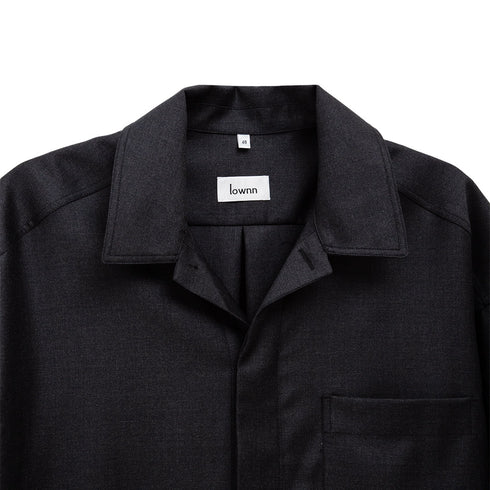 Lownn Minimal Shirt Short Sleeves Dark Grey Plain Wool SS24-MSSS-834.601-5732 Degli Uberti