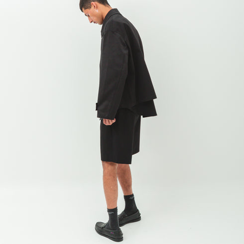 Lownn Minimal Shirt Short Sleeves Dark Grey Plain Wool SS24 MSSS 834.601 5732 Fit Side Degli Uberti