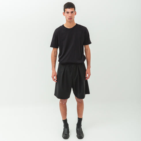 Lownn Track Short Black Plain Wool SS25-TRACKSH-834.601 12856665 Fit Front Degli Uberti