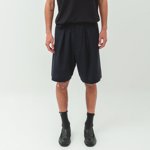 Lownn Track Short Navy Plain Wool SS25-TRACKSH-834.601 14003545 Fit Front Degli Uberti