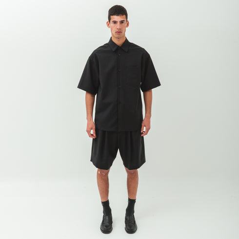 Lownn Wide Short Black Gabardine Cotton SS25 WIDESH-834.601-20786521 Fit Front Degli Uberti