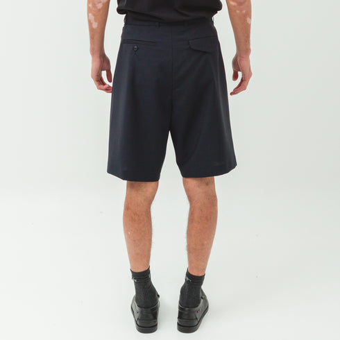 Lownn Wide Short Navy Plain Wool SS25-WIDESH-834.601 834.601 19934553 Fit Back Degli Uberti