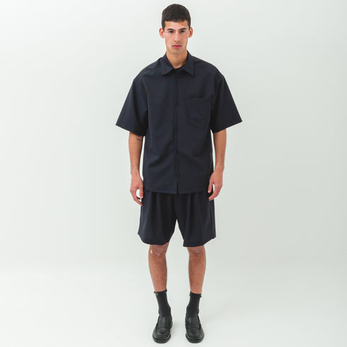 Lownn Wide Short Navy Plain Wool SS25-WIDESH-834.601 834.601 19934553 Fit Total Degli Uberti