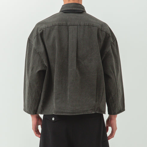 Merely Made Denim Cropped Shirt X Degliuberti Dark Grey Fit Back Degli Uberti