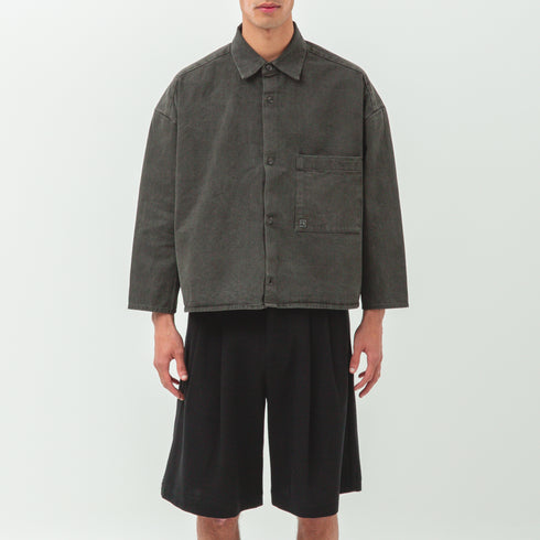 Merely Made Denim Cropped Shirt X Degliuberti Dark Grey Fit Front Degli Uberti