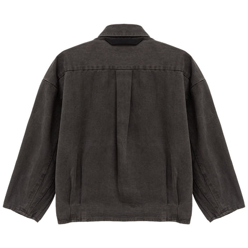 Merely Made Denim Cropped Shirt X Degliuberti Dark Grey Back Degli Uberti