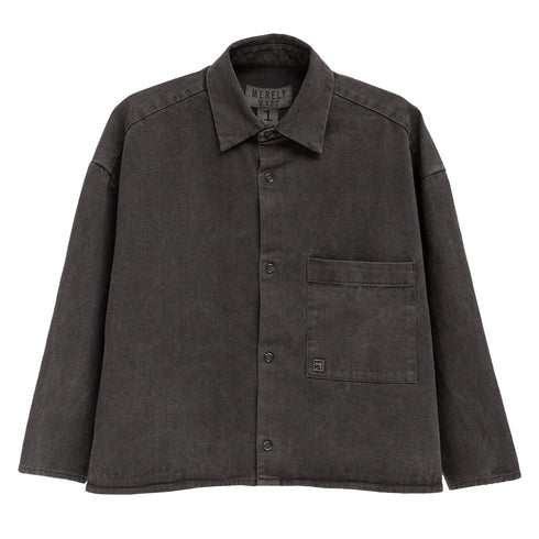 Merely Made Denim Cropped Shirt X Degliuberti Dark Grey Front Degli Uberti