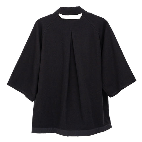 Merely Made Dobby Cotton Raglan Cape Shirt Black 25SML279SH-1 10931289 Back Degli Uberti