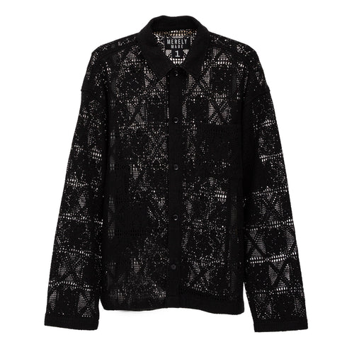 Merely Made Flower Knitting Lazy Overshirket Black 25SML284SK-1 24824921 Front Degli Uberti
