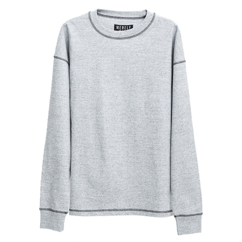 Merely Made Merely Casual Long Sleeve T-Shirt Grey Melange 23FML222LT Degli Uberti