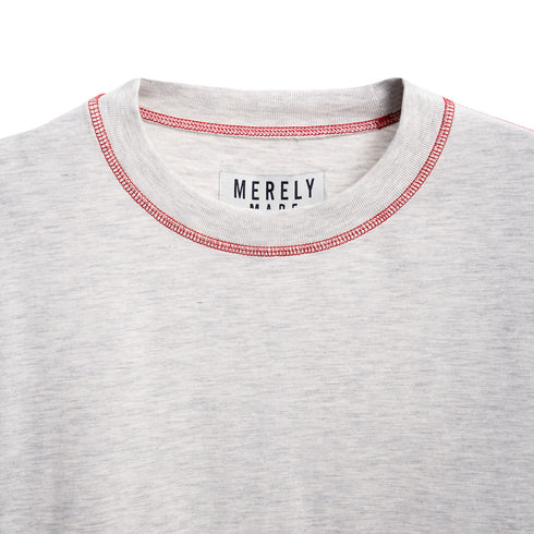 Merely Made Merely Casual Long Sleeve T-Shirt White Melange 23FML222LT Degli Uberti