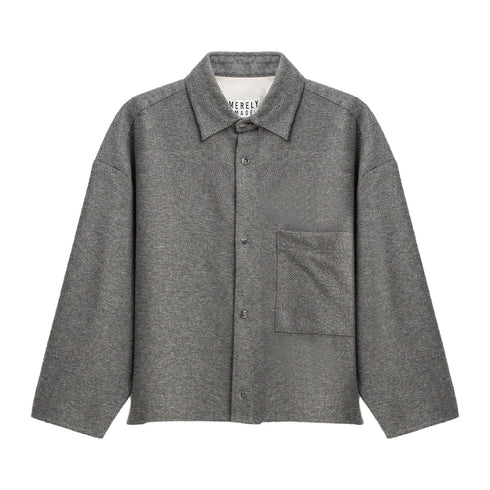 Merely Made Merely Premium Cropped Shirt Melange Grey 23FMLPR208SH Degli Uberti
