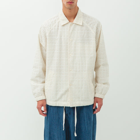 Merely Made Merely Premium Flower Lace Coach Jacket Cream 24PR234JK Fit Front Degli Uberti