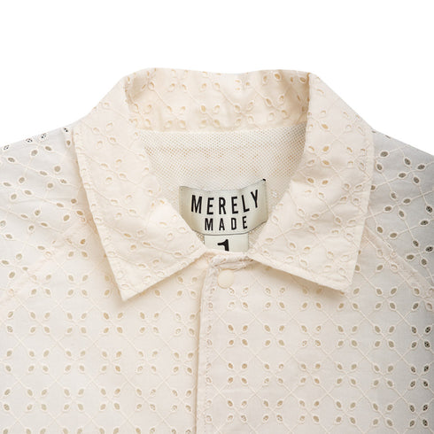 Merely Made Merely Premium Flower Lace Coach Jacket Cream 24PR234JK Detail Degli Uberti