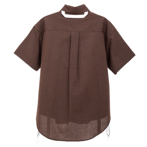 Merely Made Merely Sashiko Printed Oversized Short Sleeve Shirts Hickory Brown 24244SH Degli Uberti