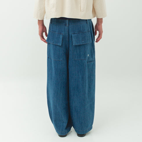 Merely Made Nomadic Pants Indigo Blue 24FMLPR259PT Fit Back Degli Uberti