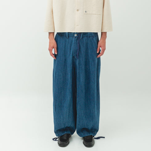 Merely Made Nomadic Pants Indigo Blue 24FMLPR259PT Fit Front Degli Uberti