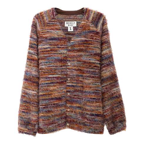 Merely Made Stripe Rainbow Mohair Cardigan Rainbow Burgundy 24FMLKN265CG Degli Uberti