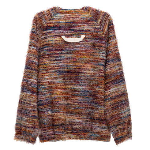 Merely Made Stripe Rainbow Mohair Cardigan Rainbow Burgundy 24FMLKN265CG Degli Uberti