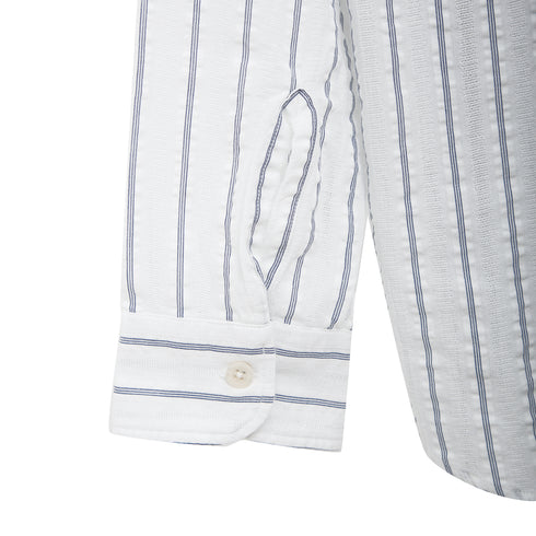 Mfpen Exact Shirt Blue Seersucker Stripe M124-DU Degli Uberti