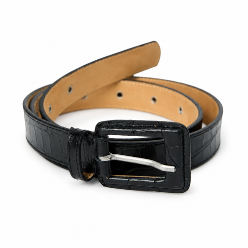 Drivers Belt Black Croc buckle detail