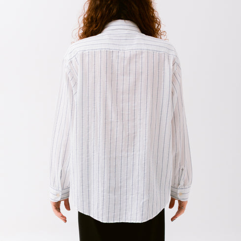 Mfpen Exact Shirt Blue Seersucker Stripe M124 Du Fit Back Degli Uberti