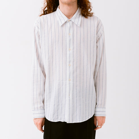 Mfpen Exact Shirt Blue Seersucker Stripe M124 Du Fit Front Degli Uberti