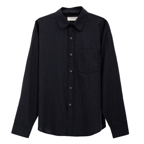 Mfpen Executive Shirt Black Pinstripe 01 Front Degli Uberti