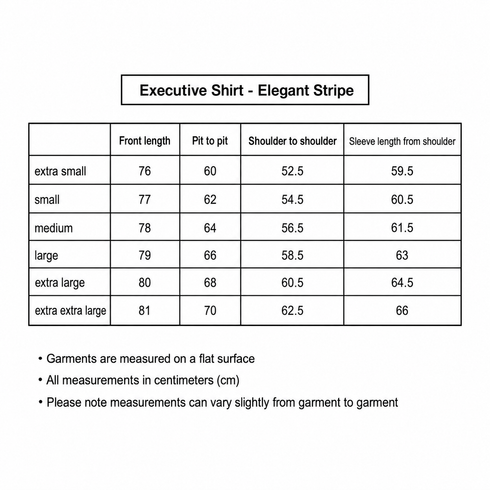 mfpen Executive Shirt Elegant Stripe size guide