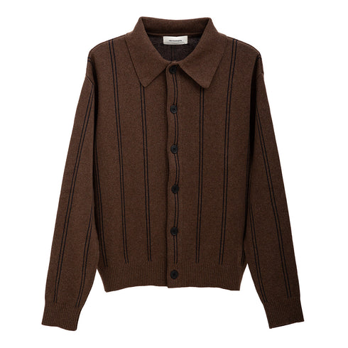 Mfpen Formal Cardigan Light Brown Stripe M324-017 Degli Uberti