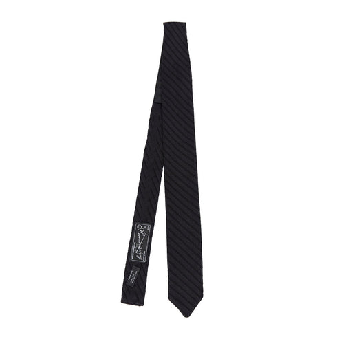 Mfpen Formal Tie Black Grey Stripe Silk a324-006 Degli Uberti