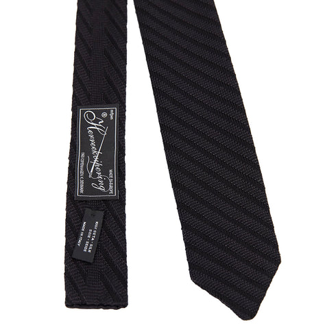 Mfpen Formal Tie Black Grey Stripe Silk a324-006 Degli Uberti