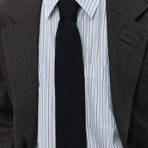 mfpen Formal Tie Black Knitted Stripe A325-011 5760019243380 Detail Degliuberti