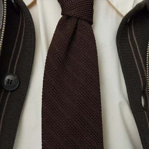 mfpen Formal Tie Brown Knitted Stripe A325-011 5740019251790 Details Degliuberti