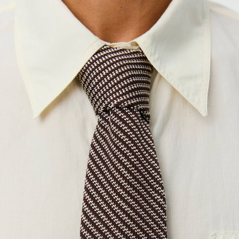 Mfpen Formal Tie Brown Stripe A126-013 degliuberti 2