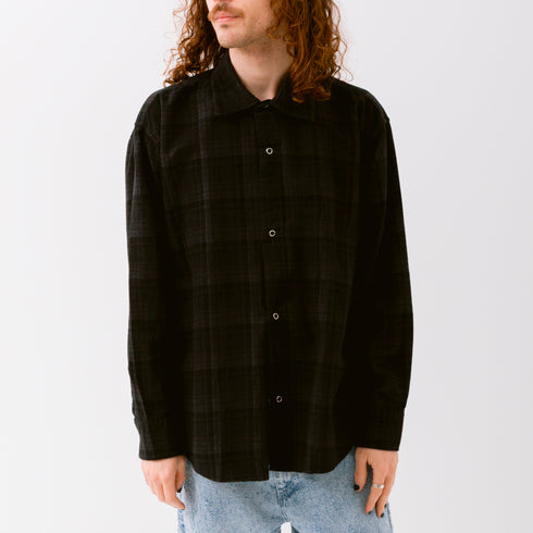 Mfpen Gambler Shirt Dark Overdye Check M324-035 Fit Detail Front Degli Uberti