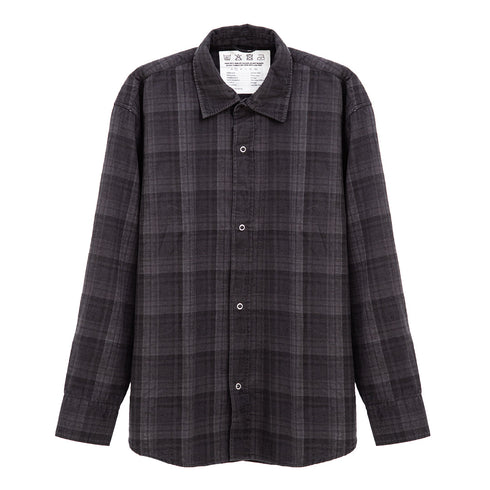 Mfpen Gambler Shirt Dark Overdye Check M324-035 Front Degli Uberti