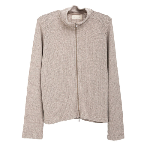 Mfpen Leisure Zip Up Knitwear Oatmeal front