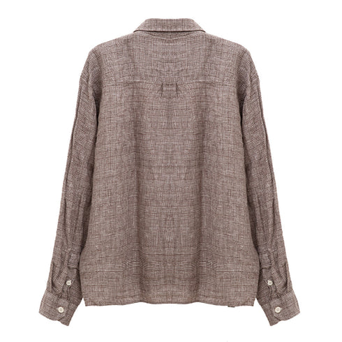 Mfpen Priority Shirt Brown Linen Check M324-039 Degli Uberti