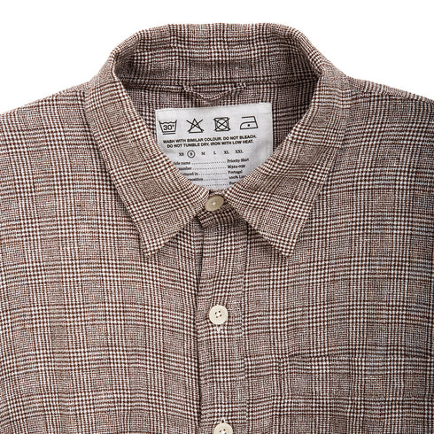 Mfpen Priority Shirt Brown Linen Check M324-039 Degli Uberti