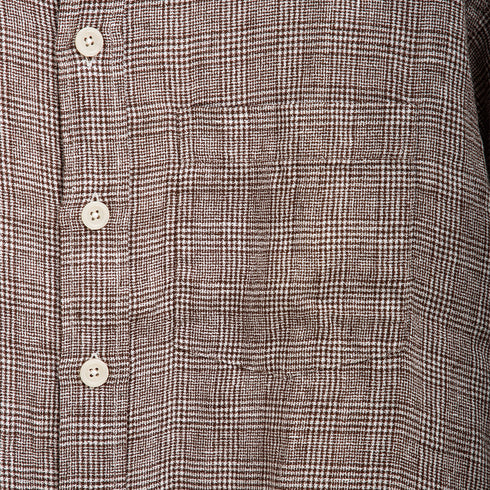 Mfpen Priority Shirt Brown Linen Check M324-039 Degli Uberti