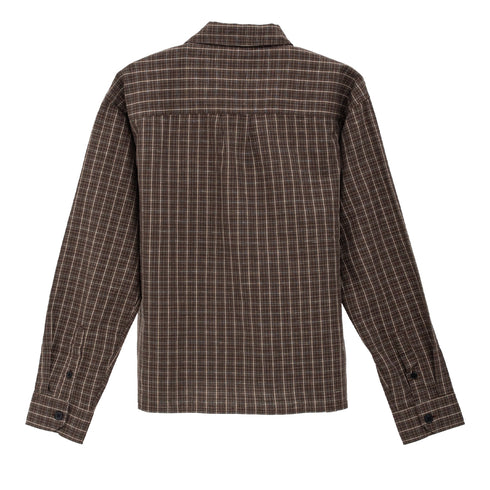 mfpen Priority Shirt Brown Linen Check M125-016 +C15740019240145 Back Degli Uberti