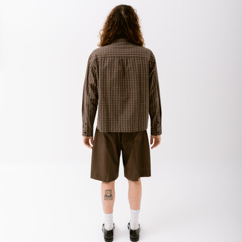 mfpen Priority Shirt Brown Linen Check M125-016 +C15740019240145 Fit Back Degli Uberti