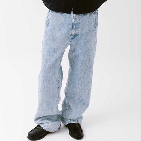 Mfpen Straight Cut Jeans Light Blue Punch Out Fit Front Degli Uberti