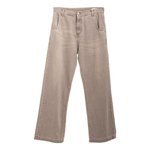 Mfpen Straight Cut Rivet Jeans Washed Brown Degli Uberti