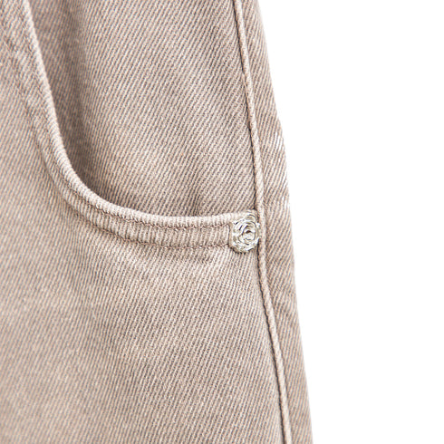 Mfpen Straight Cut Rivet Jeans Washed Brown Degli Uberti