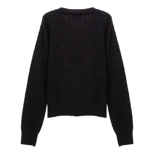 mfpen V-Neck Sweater Furry Black M325-067 5740019248929 Back Degliuberti