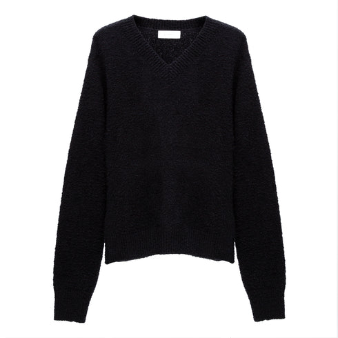 mfpen V-Neck Sweater Furry Black M325-067 5740019248929 Front Degliuberti