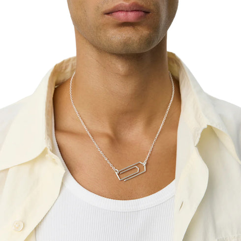 Mfpen Clip Necklace Brushed Silver A126-017 degliuberti 2